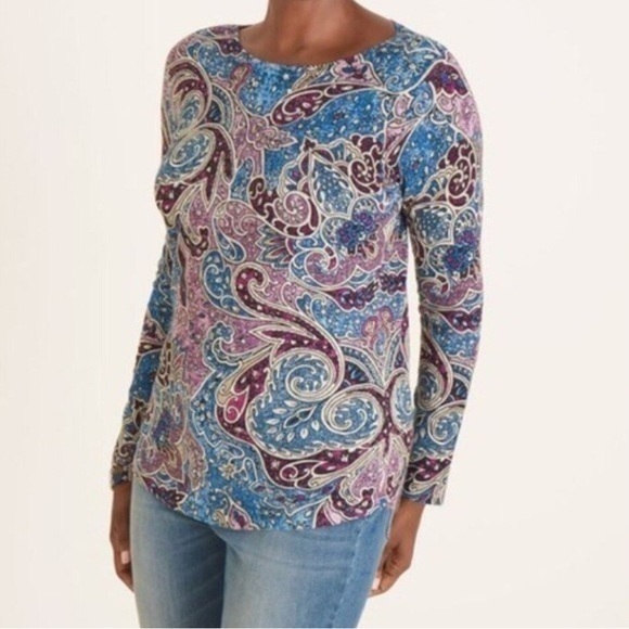 Chico's Sweaters - Chico’s Women Scroll Print Sweater Top Size O or S